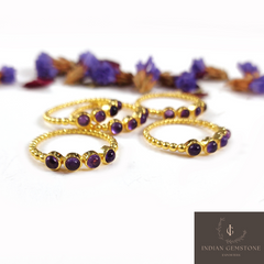 Dainty Amethyst Gemstone Ring, Boho Jewelry, Natural Purple Amethyst Ring, Amethyst Promise Ring, Handmade Crystal Jewelry, Gift For Wife