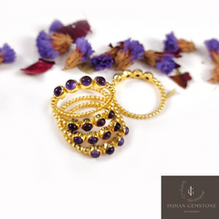 Dainty Amethyst Gemstone Ring, Boho Jewelry, Natural Purple Amethyst Ring, Amethyst Promise Ring, Handmade Crystal Jewelry, Gift For Wife