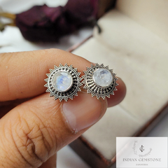 Natural Rainbow Moonstone Stud Earring, 925 Sterling Silver Jewelry, Rainbow Moonstone Bridal Jewelry, Wedding Earring, Post Stud, Gift Idea