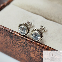 Sky Blue Topaz Stud Earring, Handmade Earring, 925 Sterling Silver Jewelry, Bridal Earring, Topaz Jewelry, Gift For Her, Boho Stud Earring