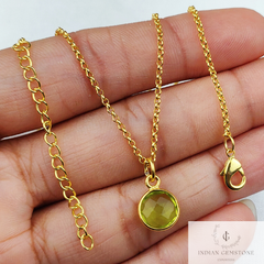 Peridot Necklace, 14k Gold Plated Necklace, August Birthstone Pendant, Minimalist Green Gemstone Necklace, Gift for Women, Peridot Necklace