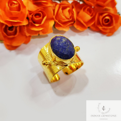 Natural Lapis Lazuli Ring, Lapis Lazuli Gold Plated Ring, Blue Lapis Ring, Statement Ring, Lapis Lazuli Ethnic Ring, Boho Ring, Gift For Her
