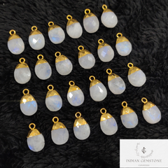 100% Genuine Rainbow Moonstone Connectors, Faceted Electroplated Connectors, Healing Charms, Gold Plated Connectors, DIY Pendant Connectors