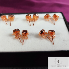 Raw Dendrite Opal Stud Earrings, Rose Gold Plated Earring, Electroplated Earrings, Gemstone Studs, Rough Opal Stud Earrings, Fashion Earring