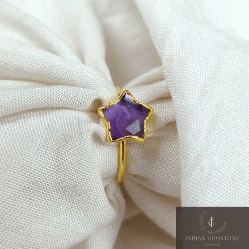 Purple Amethyst Ring, Electroplated Ring, February Birthstone Ring, Dainty Natural Gemstone Jewelry, Anniversary Ring, Gift For Her, Gift