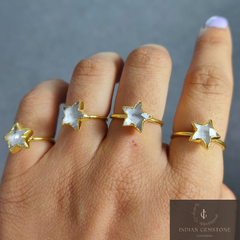 Clear Crystal Quartz Ring, Handmade Jewelry, Healing Gemstone Ring, Electroplating Ring, Boho Jewelry, Natural Gemstone Ring, Wedding Gift