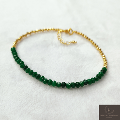 Emerald Bracelet, 925 Sterling Silver Bracelet, Handmade Bracelet, May Birthstone Bracelet, Natural Emerald Crystal Bracelet, Woman Gift