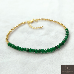 Emerald Bracelet, 925 Sterling Silver Bracelet, Handmade Bracelet, May Birthstone Bracelet, Natural Emerald Crystal Bracelet, Woman Gift