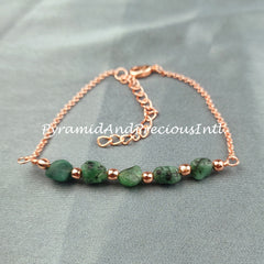 Raw Emerald Bracelet, Women Bracelet, Healing Gift, Raw Emerald Bracelet, Healing Crystal Bracelet