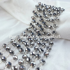 Silver Pyrite Rosary Chain, Beads Chain, Body Chain, Jewelry Making, Women Chain, Necklace Chain – SELLING BY FOOT
