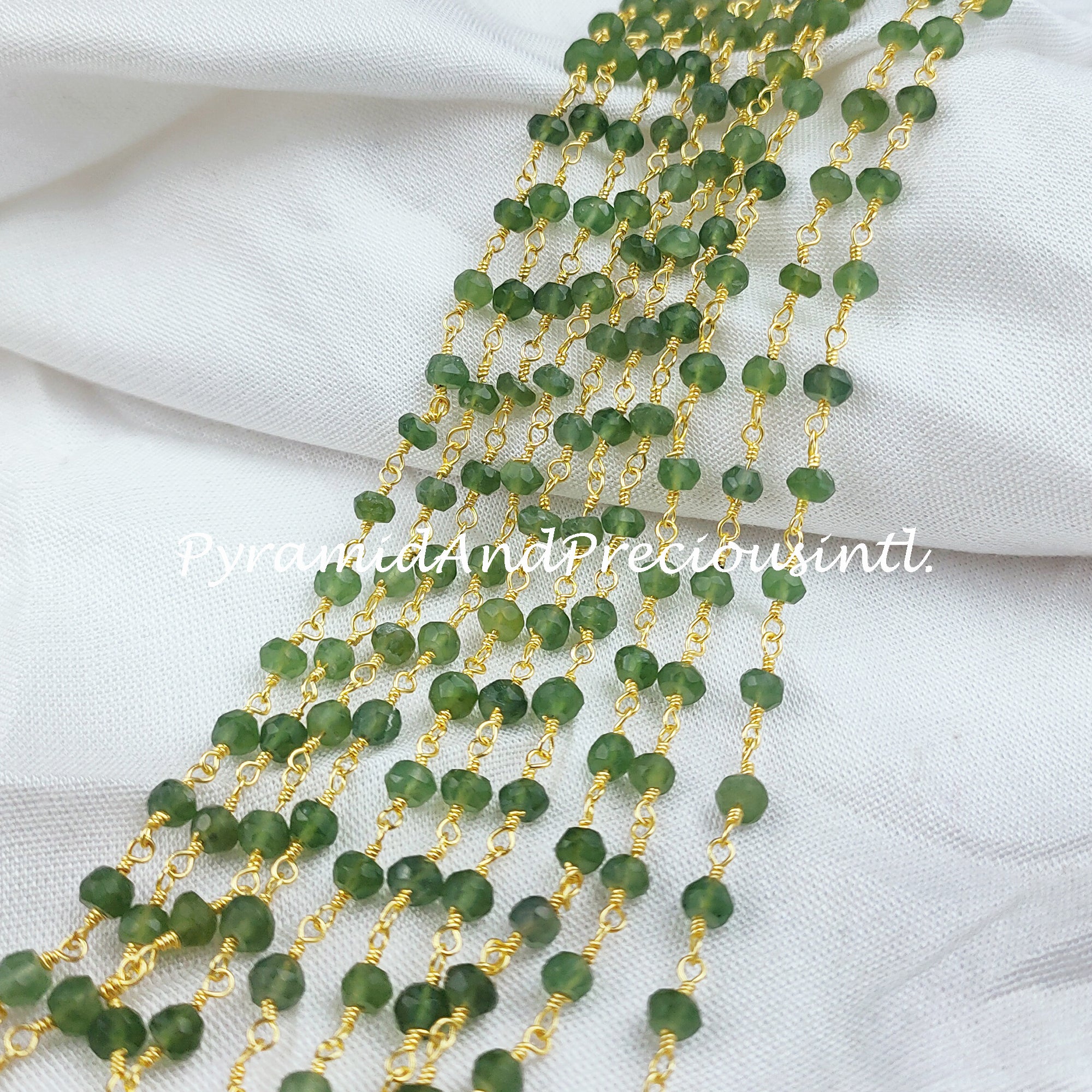 Peridot Beaded Chain, Mother of Pearl Wire Wrapped Chain, Rosary Bead  Chain, Jewelry Making Chain, DIY Chain, Handmade Chain,wholesale Chain 