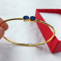 Druzy bangle, gold plated handmade bangle, blue druzy bangle, statement bangle, druzy jewelry, gift for mother