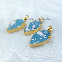 Turquoise Howlite Pendant, Gemstone Pendant, Handmade Pendant, Statement Pendant, Electroplated Pendant, Sold By Piece