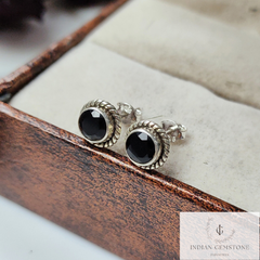 Black Onyx Stud Earring, Handmade Stud, 925 Sterling Silver Earring, Post Stud Earring, Onyx Jewelry, Birthday Gift, Jewelry For Woman