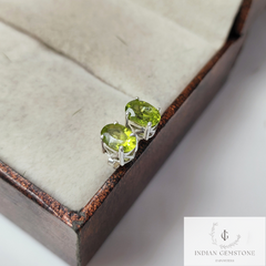 Dainty Oval Green Peridot Stud Earring, Handmade Earring, 925Sterling Silver Jewelry, Natural Gemstone Bridal Earring, Wedding Jewelry, Gift