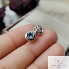 Blue Topaz Stud Earring, 925 Sterling Silver Earring, Topaz Bridal Stud Earring, Wedding Topaz Jewelry, Handmade Earring, Gift For Daughter