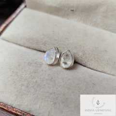 Moonstone Stud Earring, Handmade Bridesmaids Earrings, 925 Sterling Silver Jewelry, Dainty Earring, Moonstone Jewelry, Boho Stud, Gift Idea