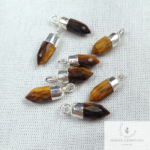 Tiger's Eye Pencil Pendant, Electroplated Pencil Point Charm, Woman Pendant, Tiger Eye Jewelry, Gift For Mother, Imitation Jewelry, Gift