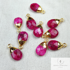 Ruby Pendant Connectors, Pink Color Faceted Electroplated Charm, Ruby Pendant Connector, Gold Plated Connector, Healing Charms, Gift Jewelry