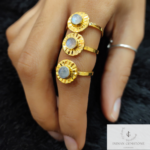 Genuine Moonstone Ring, 14K Gold Plated Ring, Handmade Moonstone Ring, Moonstone Ring, Boho Ring, Moon Stone Ring, Rainbow Moon Stone Ring