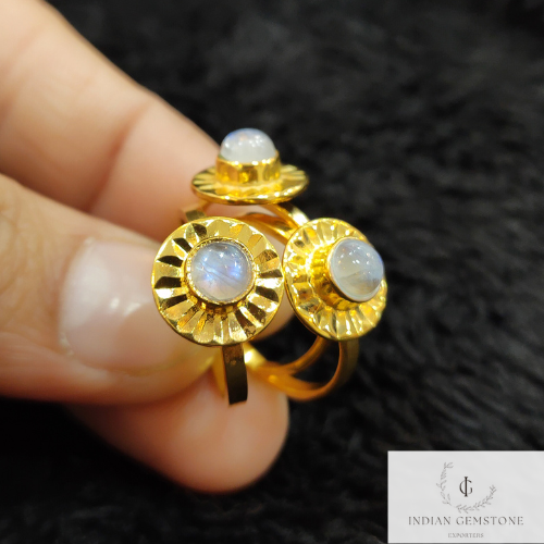Genuine Moonstone Ring, 14K Gold Plated Ring, Handmade Moonstone Ring, Moonstone Ring, Boho Ring, Moon Stone Ring, Rainbow Moon Stone Ring