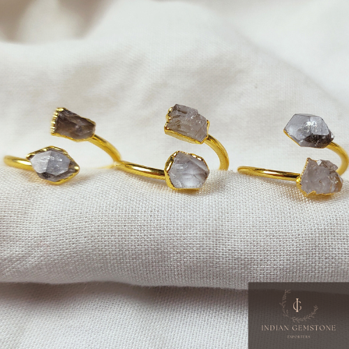 Herkimer Diamond Ring, Natural Raw Herkimer Diamond Jewelry, Boho Jewelry, Raw Diamond Ring, One Of Kind Ring, Bridesmaid gift, Gift Idea