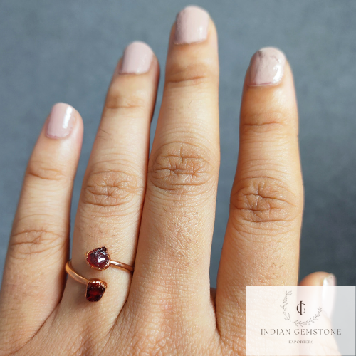 Genuine Red Garnet Ring, Dainty Ring, Electroplated Ring, Handmade Stone Jewelry, Natural Garnet Jewelry, Birthstone Jewelry, Gift For Her