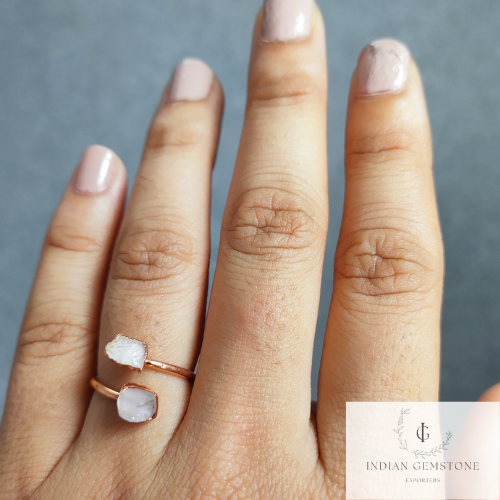 Natura Rose Quartz Ring, Healing Crystal Ring, Raw Gemstone Rose Quartz Ring, Boho Jewelry, Statement Ring, Self Love Stone, Gif For Her