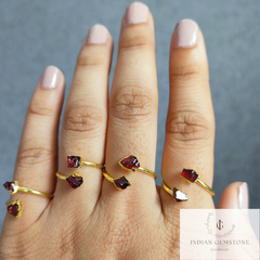 Raw Garnet Ring, Handmade Jewelry, Dainty Ring, Natural Garnet Ring, Red Gemstone Jewelry, Rough Stone Ring, Anniversary & Wedding Ring,Gift