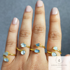 Dainty Raw Aquamarine Ring, Boho Jewelry, Natural Aquamarine Ring, March Birthstone Jewelry, Raw Crystal Ring, Anniversary Gift, Gift Idea