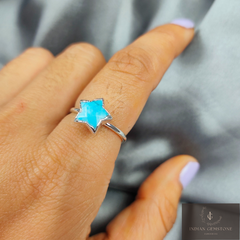 Turquoise Ring, Electroplated Ring, Blue Turquoise Ring, Healing Crystal Ring, Chunky Turquoise Ring, Turquoise Star Jewelry, Gift for Her