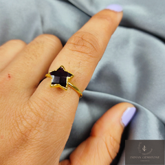 Natural Garnet Ring, Red Garnet Gemstone Ring, Electroplated Ring, January Birthstone Jewelry, Star Design Ring, Wedding Gift, Gift