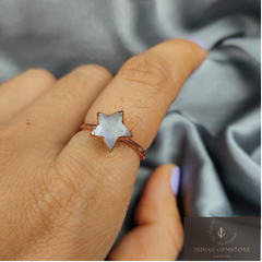 Natural Moonstone Ring, Handmade Gemstone Ring, Birthstone Jewelry, Electroplated Ring, Star Ring, Moonstone Jewelry, Wedding Gift, Gift