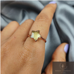 Natural Yellow Citrine Ring, Electroplated Ring, Crystal Gemstone Ring, Bohemian Jewelry, Bridesmaid Gift, Birthstone Jewelry, Gift For Her