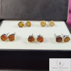 Raw Yellow Citrine Earrings, Citrine Stud Earrings, November Birthstone Earrings, Rough Crystal Earrings, Raw Stone Earrings, Citrine Studs