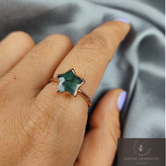 Natural Green Emerald Ring, Electroplate Ring, Minimalist Ring, May Birthstone Jewelry, Dainty Ring, Unique jewelry, Wedding Ring, Gift Idea