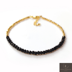 Black Onyx Small Beaded Bracelet, 925 Gemstone Adjustable Bracelet, Protection Gemstone Bracelet, Natural Onyx Jewelry, Woman Fashion Gift