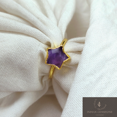 Purple Amethyst Ring, Electroplated Ring, February Birthstone Ring, Dainty Natural Gemstone Jewelry, Anniversary Ring, Gift For Her, Gift