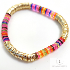 Multi Color Bead Bracelet, Bead Stack Bracelet, Layered Stack, Stackable Bracelet, Women’s Bracelet, Multi and Gold Plated Bracelet, Unique
