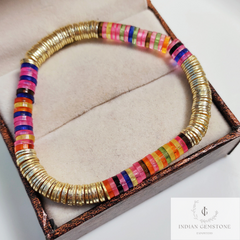 Multi Color Bead Bracelet, Bead Stack Bracelet, Layered Stack, Stackable Bracelet, Women’s Bracelet, Multi and Gold Plated Bracelet, Unique