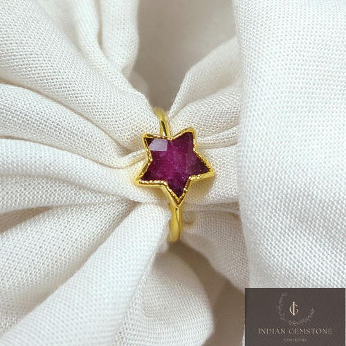 Star Shape Ruby Ring, Dainty Ring, July Birthstone Jewelry, Electroplating Ring, Natural Gemstone Jewelry, Engagement Ring, Gift For friend