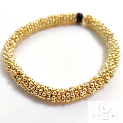 Gold Plated Plum Flower Beads Bracelet, Gold Tone Flower Beads, Bracelet Beads, Flower Spacer Gift Bracelet, Friendship Day Gift Bracelet