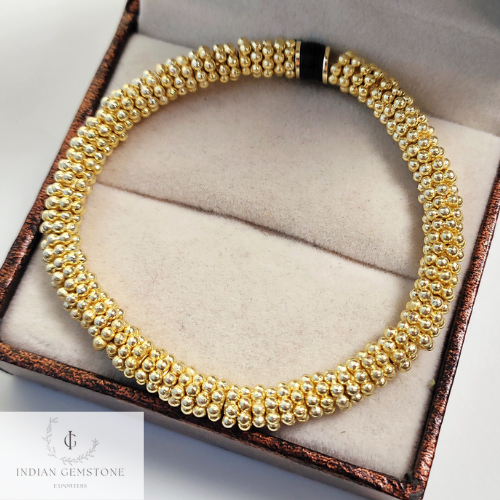 Gold Plated Plum Flower Beads Bracelet, Gold Tone Flower Beads, Bracelet Beads, Flower Spacer Gift Bracelet, Friendship Day Gift Bracelet