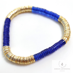 Blue Bead Bracelet, Beaded Stretch Bracelets, Heishi Bead Bracelet, Boho Bracelet, Gifts for Women, Stackable Bracelet, Vinyl Bead Bracelet
