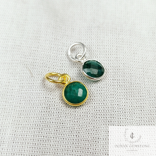 May Birthstone Emerald Pendant, Gold/Silver Plated Emerald Pendant, Gemstone Pendant Necklace, Faceted Emerald Jewelry, Gift For Mother