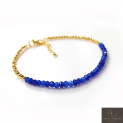925 Blue Sapphire Gemstone Bracelet, Adjustable Boho Bracelet, Natural Sapphire Gemstone Jewelry, September Birthstone, Christmas Gift Idea