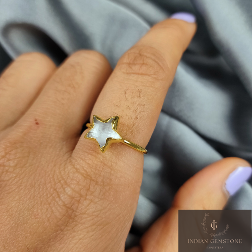 Clear Crystal Quartz Ring, Handmade Jewelry, Healing Gemstone Ring, Electroplating Ring, Boho Jewelry, Natural Gemstone Ring, Wedding Gift