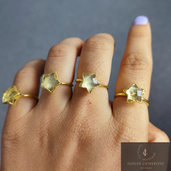 Natural Citrine Ring, Handmade Jewelry, Electroplated Ring, Star Shape Ring, November Birthstone Jewelry, Bridesmaid Gift, Mother Day Gift
