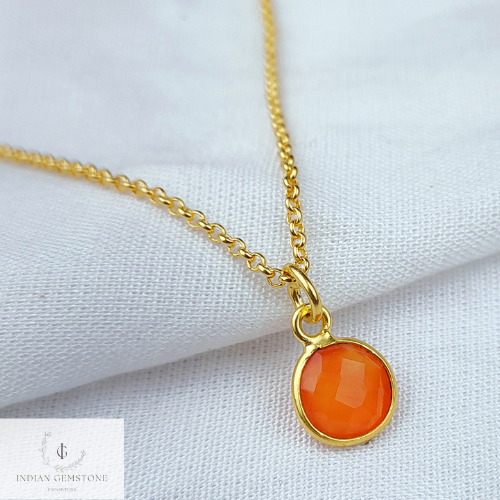 Carnelian necklace, Healing Pendant, Gold Plated Necklace, Handmade Jewelry, Gift For Her, Small Necklace, Carnelian Jewelry, Wedding Gift
