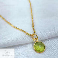 Peridot Necklace, 18K Gold Plated Jewelry, Wife Gift, Personalized Round Necklace, August Birthstone Necklace, Bridesmaid Jewelry, Mom Gift